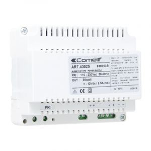 Alimentation Comelit rail DIN 6 modules Entr&eacute;e 230V Sortie 12V 2,5A