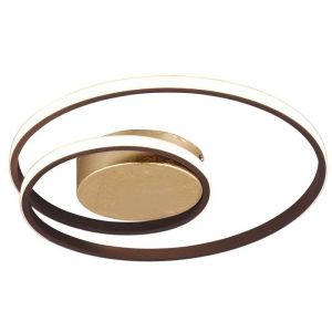 Zibal Plafonnier LED Spirale Dor&eacute; Antique avec R&eacute;glage d'Intensit&eacute; Interrupteur D.40Cm