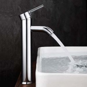 Robinet Lavabo，Salle Bain avec Haut Mitigeur Lavabo pour Lavabo ou Vasque de Salle Bain, Chaude et Froide R&eacute;glable de Mitigeur Lavabo， Laiton Chrom&eacute;