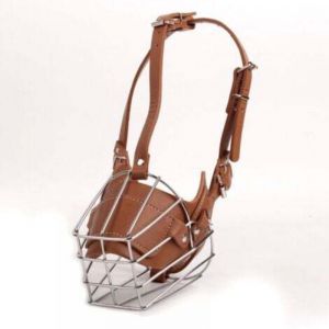 1pc brun Museli&egrave;re Super Metal Museli&egrave;re Museli&egrave;re en cuir pour grands chiens