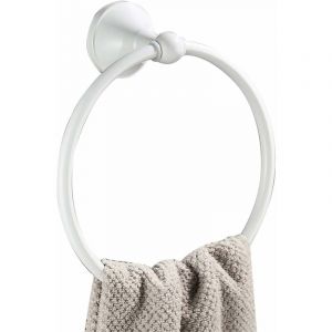 Serbia - Anneau porte-serviette rond en laiton pour porte-serviette de salle de bain serviette de bain suspendu fixé au mur,blanc、