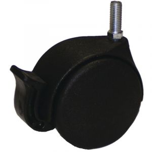 Roulette double galet noire diam&egrave;tre 50mm tige M10 &agrave; frein - avl - 595526A