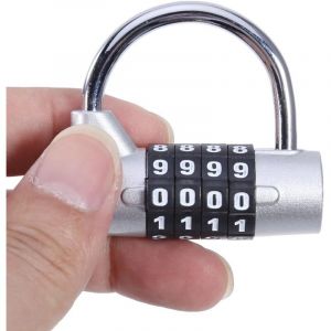 4 chiffres Mot de passe de s&eacute;curit&eacute; Coded Lock Large &agrave; anse Cadenas &agrave; combinaison bagages Armoires Bo&icirc;tes casiers, blanc