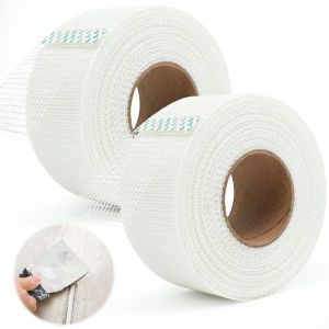 Ruban de joint en fibre de verre 5 cm x 50 m, 2 morceaux de ruban de maille en fibre de verre, ruban de fibre de verre autocollant