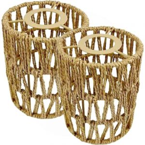 Lot De 2 Abat-Jour De Plafond en Rotin, Abat-Jour en Osier, Abat-Jour Suspendu en Rotin Tissé De Style Bohème, Abat-Jour Suspendu De Plafond Vintage,