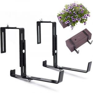 Support pour jardini&egrave;re couleur anthracite - Support de bac &agrave; fleurs robuste et r&eacute;glable en largeur- Accroche jardini&egrave;re en m&eacute;tal pour le balcon