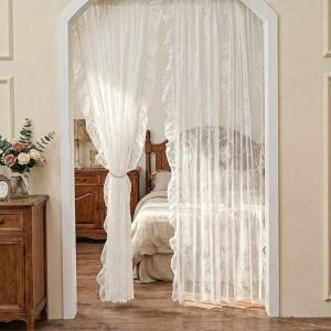 Rideaux en dentelle pour salon, voilages boh&egrave;mes &agrave; motifs floraux, style vintage, 140 x 260 cm, 2 panneaux