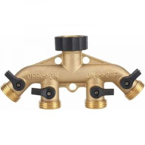Memkey - 3/4 Pouce en Laiton 4 Tuyaux Tuyau Splitter Buse Commutateur Robinet Connecteurs Robinet Diviseur Adaptateur De Tuyau Connecteurs De Robinet