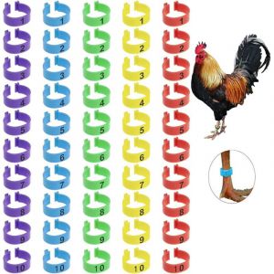 Anneaux de Cuisse de Poulet,50 pi&egrave;ces Bandes de Cuisses d'Identification,Clip num&eacute;rot&eacute; sur volailleanneaux de Jambe pour Poulet,Canard,Poulet,Goose