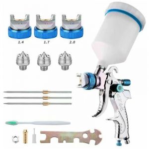 Professionnel Pistolet à Peinture, Haute Pression Kit Pistolet à Pulvérisation d'Air, Pistolet a Peinture Pneumatique à Alimentation par Gravité HVLP