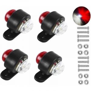 4 packs de feux de position lat&eacute;raux &agrave; LED, 12-24V blanc rouge, feux d'avertissement double face, feux de stationnement de remorque de camion, feux