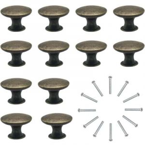 12x Boutons de Tiroir de Porte Vintage 30mm Antique Laiton Poign&eacute;es de Placard d'armoires de Cuisine, Pour Commode et Armoire Meuble, Bronze Ancien