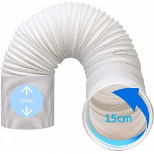 Tuyau Climatiseur Mobile, tuyau evacuation climatiseur 13cm/15cm de Diam&egrave;tre avec Longueur de 150CM/200CM, Tuyau D'&eacute;vacuation Flexible PVC Tuyau Kit