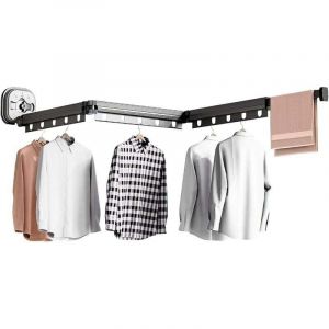 Séchoir à linge mural, gain de place, séchoir rétractable, séchoir à linge pliable en métal - 96cm - Ulisem