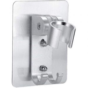 Support mural pour pommeau de douche - Support de pommeau de douche - Adh&eacute;sif puissant - Support de baguette de douche r&eacute;glable avec 2 crochets,