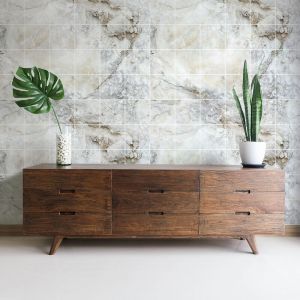 Sticker Mural Carrelage adh&eacute;sif Cuisine Salle de Bain - 30 stickers carrelages marbre de tanger - 30stickers15x15cm