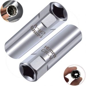 Jeu de 2 Douilles &agrave; Bougies,Douille &agrave; bougie &agrave; paroi mince Outil d'extraction（14mm + 16 mm)