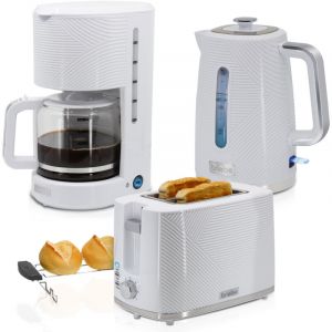 Briebe SKT1178WHT Elegance Ensemble Grille Pain 2 Fentes Bouilloire 1,7L Cafeti&egrave;re Filtre 10 Tasse Blanc