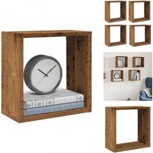 Vidaxl - tagères cube murales 4 pcs vieux bois 30x15x30 cm - Étagère Murale Cube - Étagères Murales Cube - Stockage En Forme De Cube - Étagère En