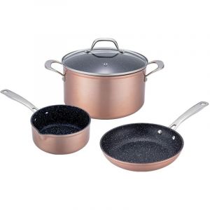LAGUIOLE CUISSON - Set de 4 pi&egrave;ces cuivr&eacute; 24cm Greblon c&eacute;ramique - "H&eacute;ritage"
