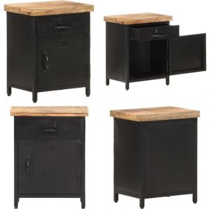 Table de chevet 40x30x52 cm Bois de manguier brut - Table De Chevet - Table Nuit - Mobilier Chambre - Design Industriel - Bois De Manguier - Home &