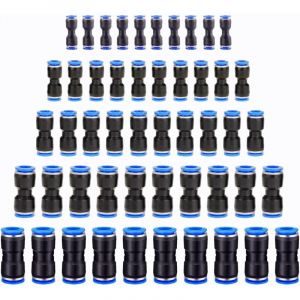50Pcs Connecteur Droit Pneumatique, Raccord Rapide Air Push Connecteur &agrave; Poussoir Droit,Raccords de Tuyau Raccord de Tube de Ligne d'Air en