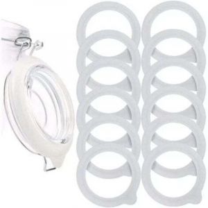 Lot de 12 joints d'&eacute;tanch&eacute;it&eacute; en silicone de rechange, joints herm&eacute;tiques en silicone, adapt&eacute;s aux couvercles de bocaux Mason et aux bocaux &agrave; large