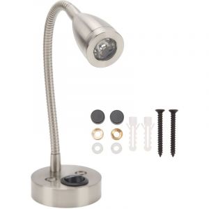 Qiilu 12V LED Liseuse RV Dimmable Lampe de Lecture 360 ​​Degrés Pivotant Flexible Col de Cygne Lampe de Chevet pour DC 12V à 24V Bateau Camion