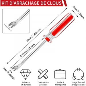 Fingertoys Kit de tire-clous Extracteur de clous en U de 3 mm Tack Lifter Arrache-clous clou tapissier pour D&eacute;montage de Clou Rivet