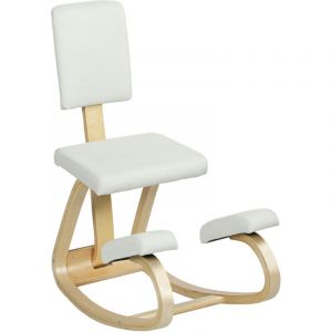 Si&egrave;ge ergonomique assis-genoux avec dossier ALIXIA blanc cass&eacute;