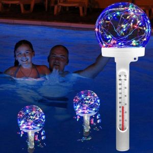 Thermom&egrave;tre Piscine Flottant,LED Color&eacute;e Thermom&egrave;tre Piscine Solaire,Thermom&egrave;tre de Piscine Facile &agrave; Lire la Nuit,Thermom&egrave;tre de l'Eau pour Piscine