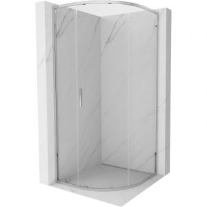 Mexen - Cabine de douche Exo semi-circulaire coulissante 90 x 90 cm, transparent, chrome - 8131-090-090-01-00