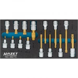 Jeu de douilles mâles ∙ xzn 163-482/15 ∙ Carré creux 1/2 pouce (12,5 mm) ∙ Profil denture multiple intérieur xzn ∙ 15 pièces ∙ M5 – M12