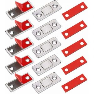 Loquet Magnetique Aimant Porte Placard 5 Pièces Très Mince Loquets Magnétiques à Coller Aimant Fermeture Adhesif Meuble Aimant Puissant Pour Porte
