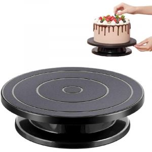 Plateau à Gâteau Rotatif, 1Pcs Plateau Tournant Gateau 27.5cm, Plateau Tournant Patisserie, Accessoires pour Pâtisserie, Noir