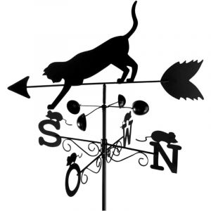 Girouette chat, métal laqué, 50 x 170 x 40 cm, noir Fabriqué en métal noir résistant