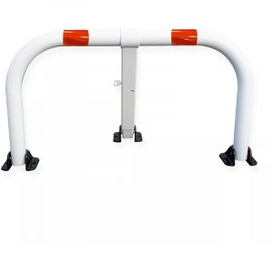 Ultra Secure - Arceau parking renforc&eacute; (50mm) blanc pieds noirs bandes rouges - arceau anti-stationnement serrure int&eacute;gr&eacute;e
