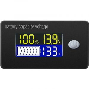 Jusch - Indicateur de capacité de la batterie 12V affichage lcd voltmètre testeur de température pour Li-ion Lifepo4 plomb