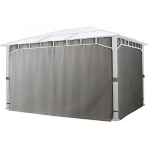 Toolport - Rideaux (set de 4 toiles) pour tonnelle de jardin Sunset Deluxe 3x4 m, gris