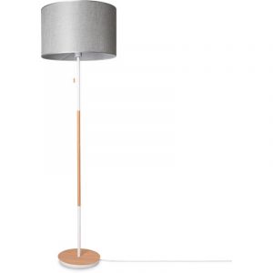 Paco Home - Lampadaire Salon Abat-Jour Tissu Lampe à Poser Textile E27 Veilleuse Gris (Ø45,5 cm), Lampadaire - Type 3 - Blanc