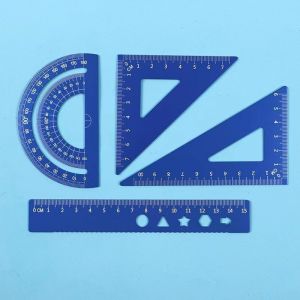 Ensemble de rapporteur, &eacute;querre et r&egrave;gle, r&egrave;gle en aluminium 4 pi&egrave;ces, ensemble de r&egrave;gles &agrave; dessin en m&eacute;tal, rapporteur g&eacute;om&eacute;trique pour &eacute;tudiants,