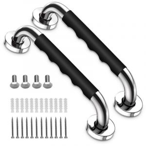 2 Pi&egrave;ces Poign&eacute;e de Baignoire, 33 cm Antid&eacute;rapante Barre d'appui de Salle de Bain, Barre d'Appui en Acier Inox Murale Poign&eacute;e de Douche pour