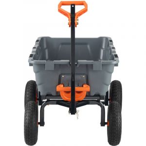 Mophorn - Chariot à benne basculante – Chariot de jardin en polyéthylène avec cadre en acier, capacité de 1 200 lb, 6,48 pi³, poignée convertible 2