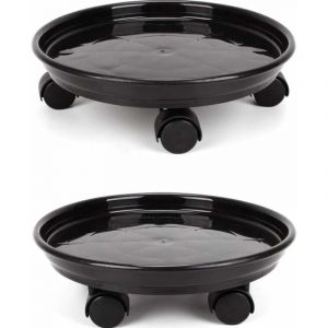 Lot de 2 Plante Caddy,Pot de fleurs rond support de plante en pot sur roues,Heavy Duty Rack sur roulettes Dolly chariot Soucoupe bac Palette avec