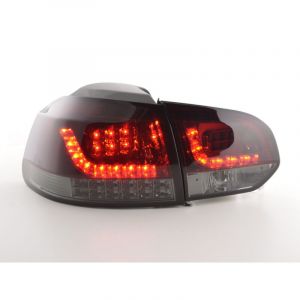 Fk Automotive - Kit feux arri&egrave;res led vw Golf 6 type 1K 2008-2012 rouge / noir avec clignotants led pour conduite &agrave; droite -