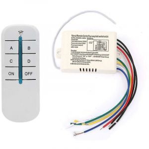Commutateur de Télécommande sans Fil 4 Voies 220V Récepteur Mural Numérique Module Émetteur Interrupteur Mural à Distance+Récepteur émetteur pour