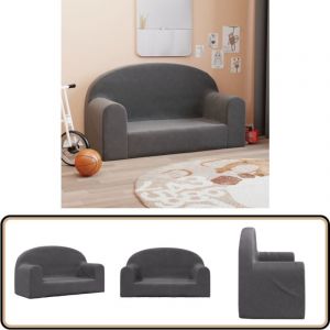 Vidaxl - Canap&eacute; pour enfants 2 places anthracite peluche douce - Canap&eacute; Enfant - Canap&eacute; B&eacute;b&eacute; - Mobilier Enfant - Fauteuil Enfant - Chaise Enfant