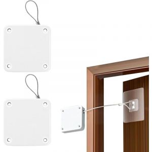Lot de 2 ferme-portes automatiques, sans per&ccedil;age, avec cordon de tirage de 1000 g, pour porte de chambre, portail de jardin, porte int&eacute;rieure