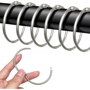 Largeight - Lot de 40 Anneaux de Rideau &agrave; Ouvrir, 50 mm, Anneaux Ronds, Clips de Rideau de Douche, Pinces en m&eacute;tal pour Rideaux et tringles &agrave; Rideaux