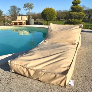 Matelas bain de soleil en microbille Beige 160x65 cm